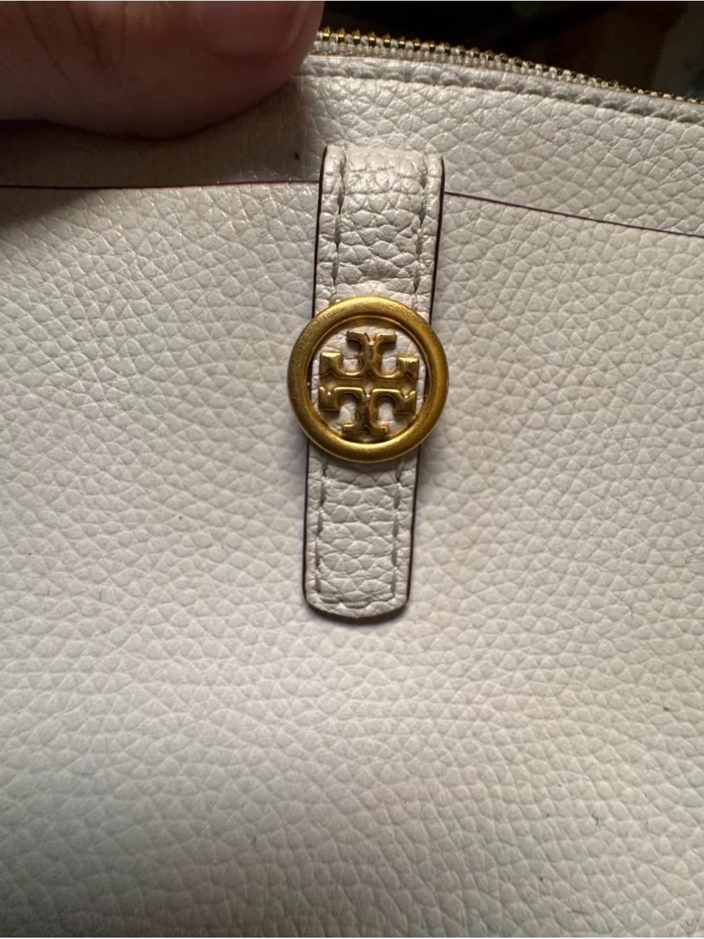 Tory Burch Pebbled Leather Mini Shoulder Bag in Light Beige with Gold Hardware